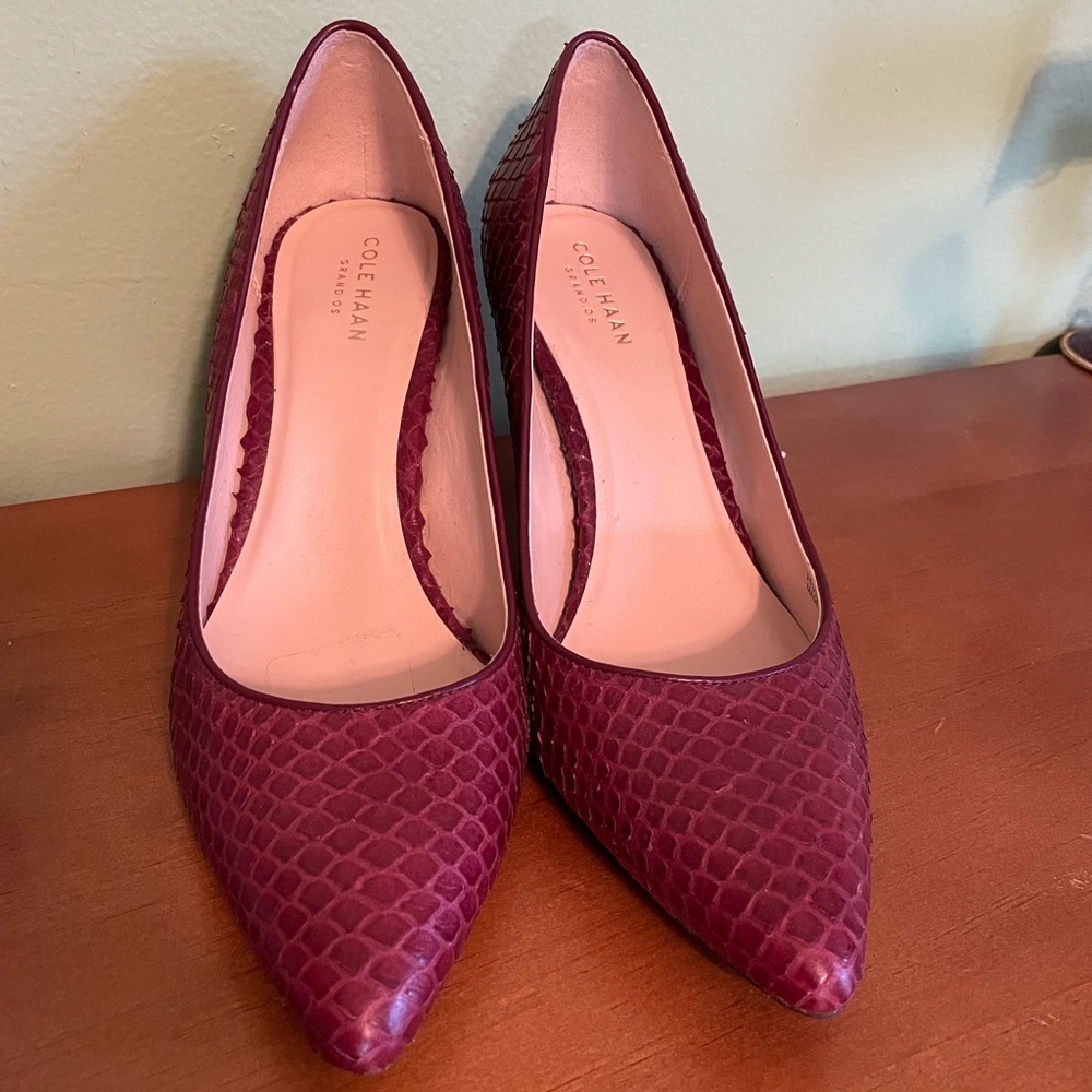 Cole Haan Burgundy Snakeprint Heels - size 7